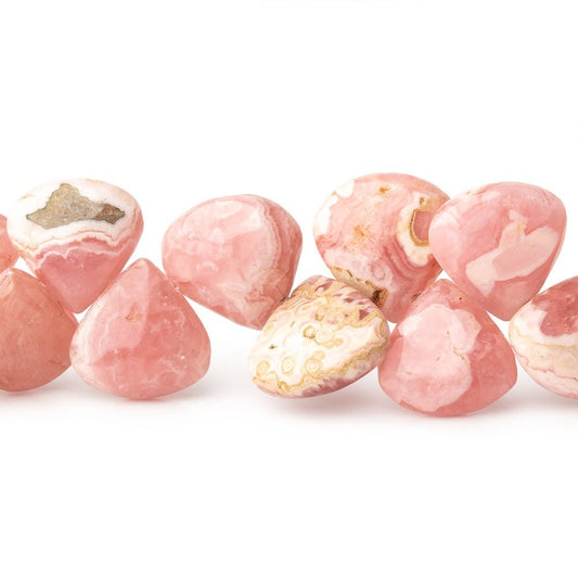 7-11mm Rhodochrosite Plain Heart Beads 7 inch 34 pieces