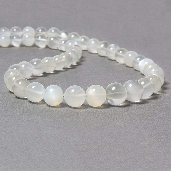 7-11mm White Moonstone Plain Round 49 pcs