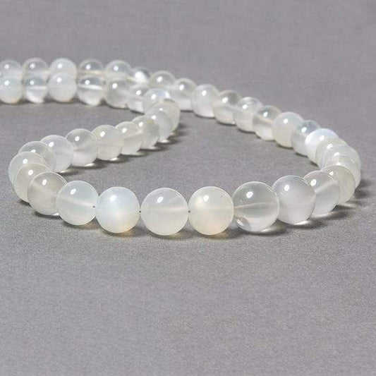 7-11mm White Moonstone Plain Round 49 pcs