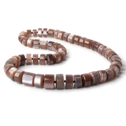 7-12.5mm Chocolate Brown Moonstone plain heshi beads 14 inch 56 pieces