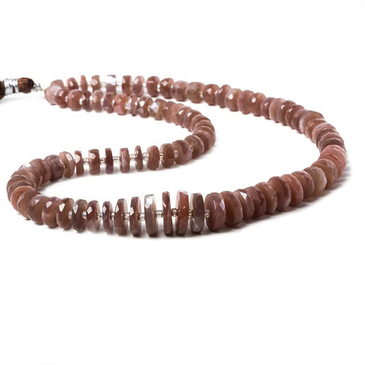 7-12.5mm Chocolate Moonstone faceted heshi beads 16 inch 88 pieces