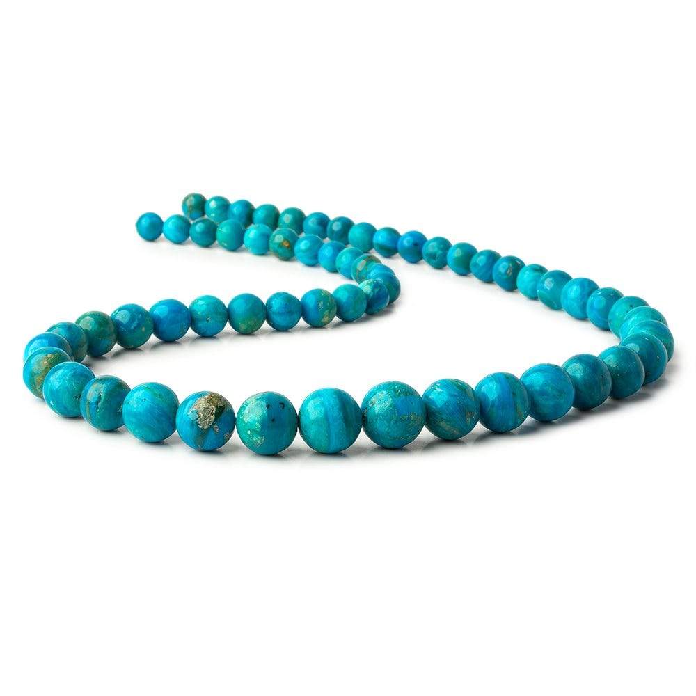 7-12.5mm Peruvian Blue Opalina plain rounds 19 inch 58 beads AAA