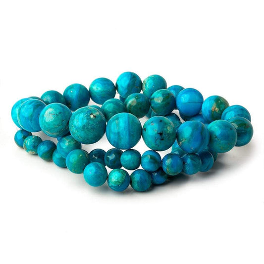 7-12.5mm Peruvian Blue Opalina plain rounds 19 inch 58 beads AAA