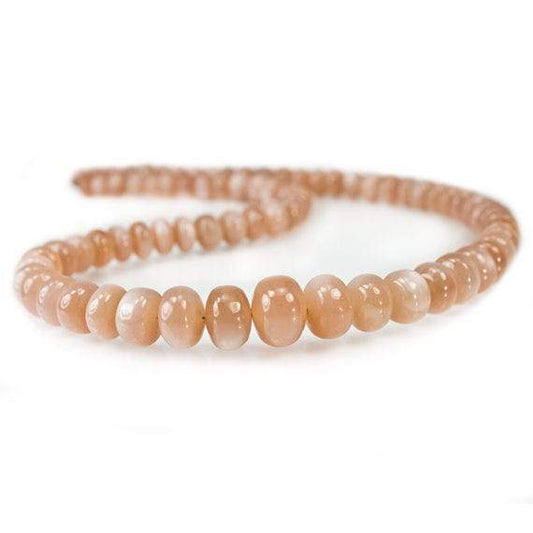 7-12mm Blush Peach Moonstone Plain Rondelle Beads 16 inch 77 pieces