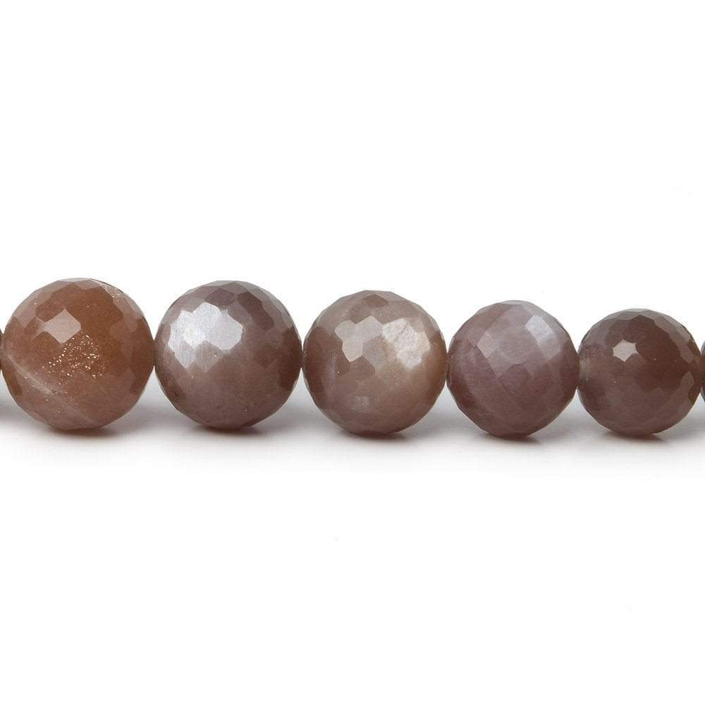7-12mm Chocolate Moonstone faceted round beads 16 inch 44 pieces A