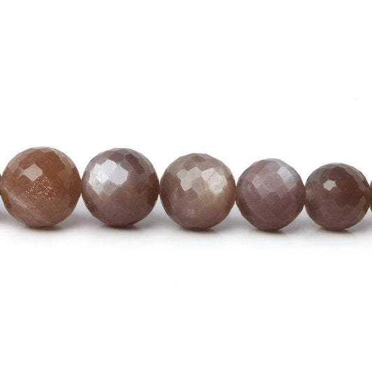 7-12mm Chocolate Moonstone faceted round beads 16 inch 44 pieces A