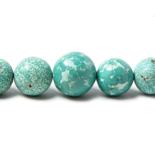 7-13.5mm Mongolian Turquoise plain round beads 18 inch 55 pieces