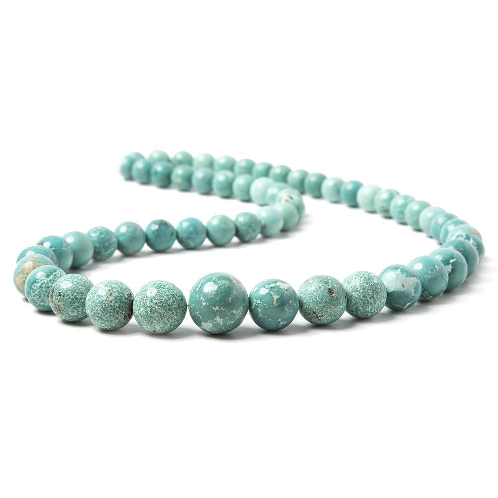 7-13.5mm Mongolian Turquoise plain round beads 18 inch 55 pieces