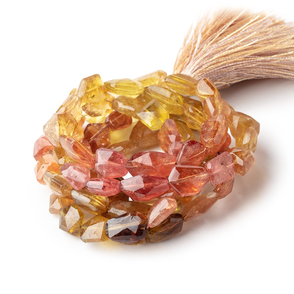 7-13mm Dravite Tourmaline Faceted Nugget Beads 15 inch 37 pieces