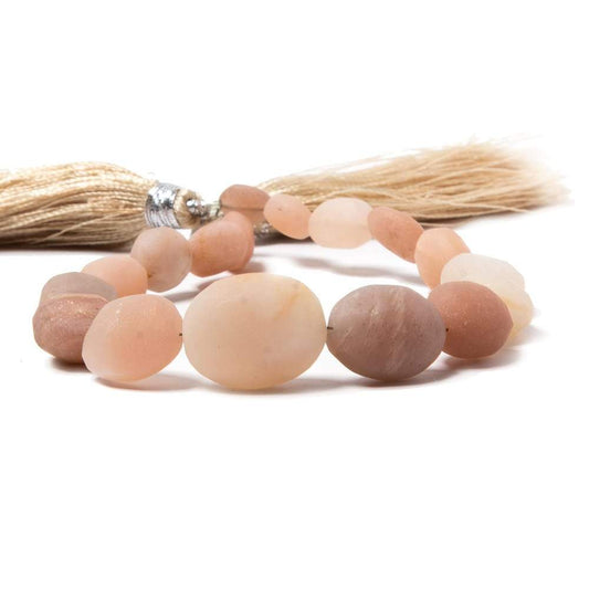7-13mm Frosted Angel Skin Moonstone plain nugget beads 8 inch 17 pieces