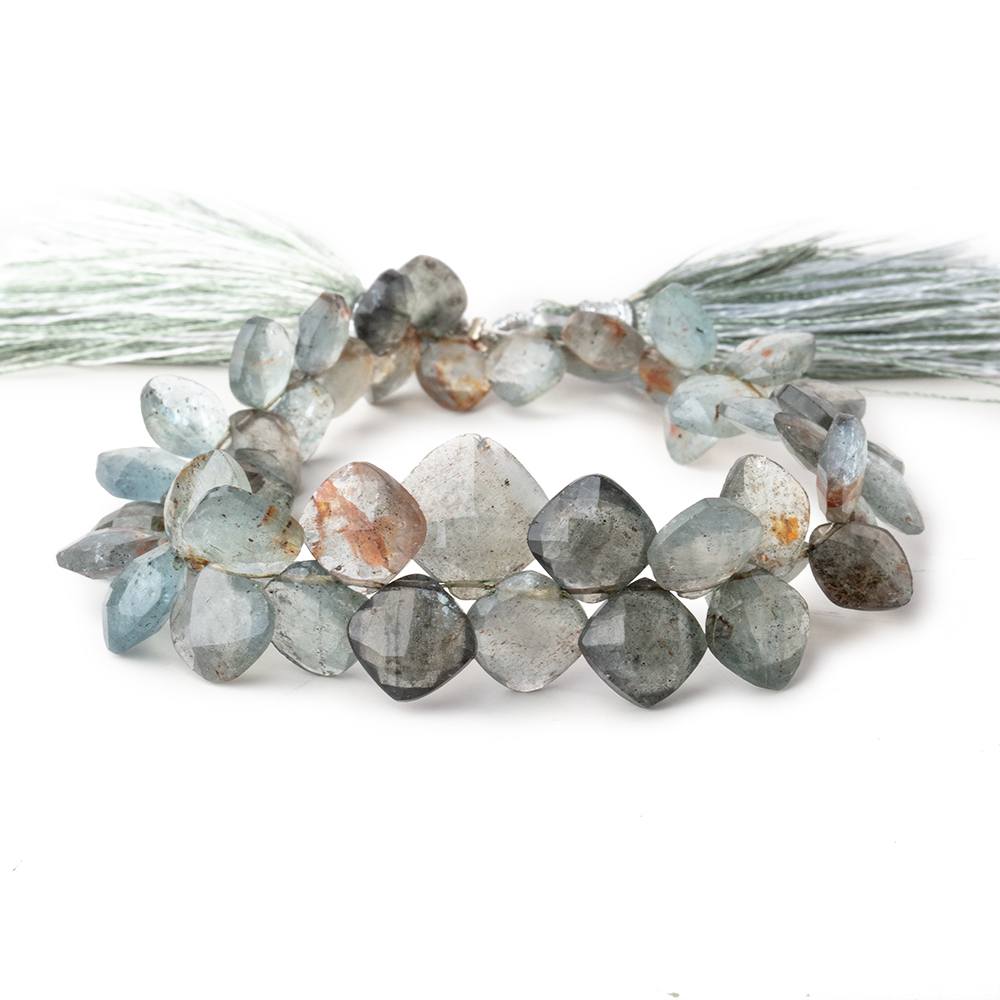 7-13mm Moss Aquamarine Faceted Pillow Beads 7.5 inch 49 pieces