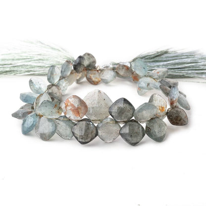 7-13mm Moss Aquamarine Faceted Pillow Beads 7.5 inch 49 pieces