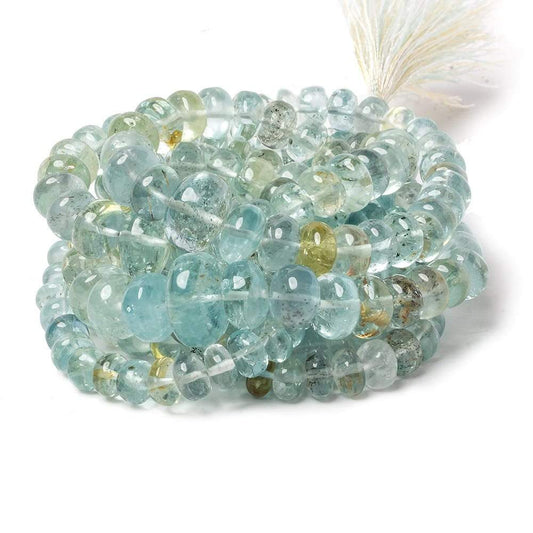 7-14mm Aquamarine and Helidore Plain Rondelle Lot of 3 Strands 279 Beads