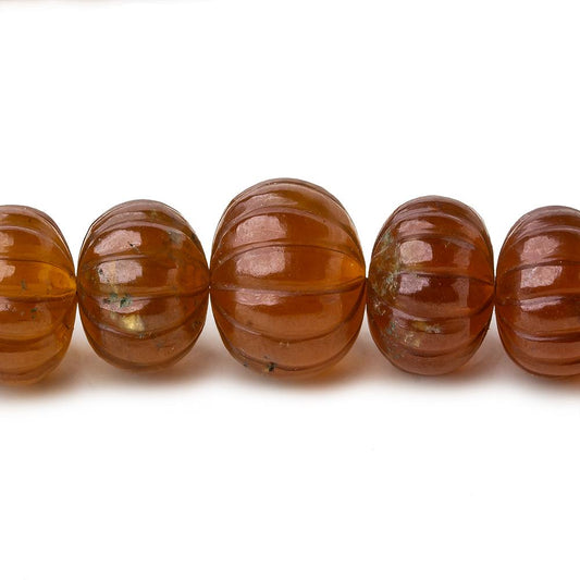 7-14mm Hessonite Garnet hand carved Melon rondelles 16 inch 57 beads AA Grade