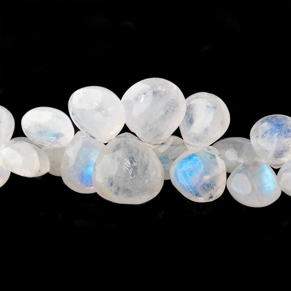 7-14mm Rainbow Moonstone plain heart beads 16 inch 100 pieces AA