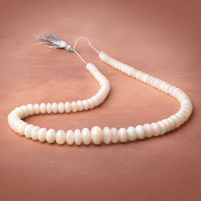 7-15mm Ethiopian Opal Plain Rondelle 20 inch 90 Beads AAA