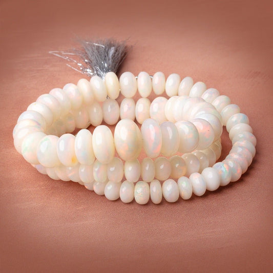 7-15mm Ethiopian Opal Plain Rondelle 20 inch 90 Beads AAA