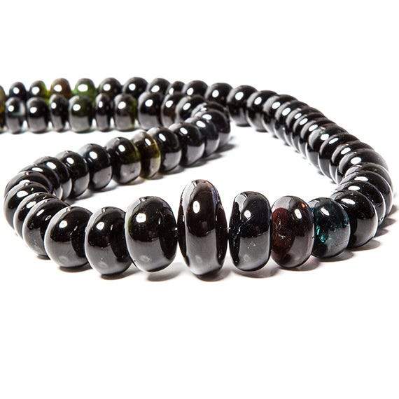 7-17mm Dark Blue & Green Tourmaline plain rondelle Beads 15 inch 63 pieces