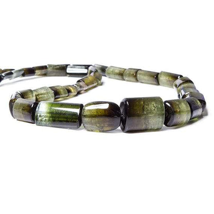 7-18mm Bi-tonal Avocado Green Tourmaline Beads Plain Tube 39 pcs