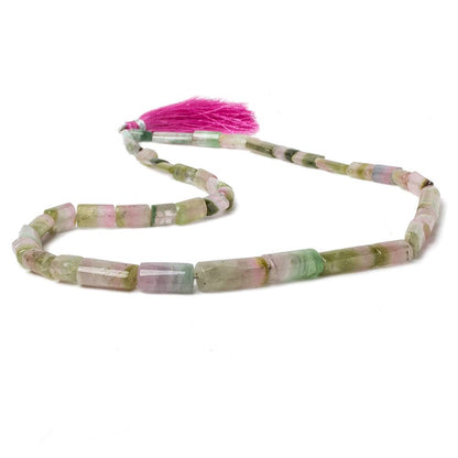 7-18mm Polychromatic Tourmaline Natural Crystal Tube Beads 18 inch 44 pieces