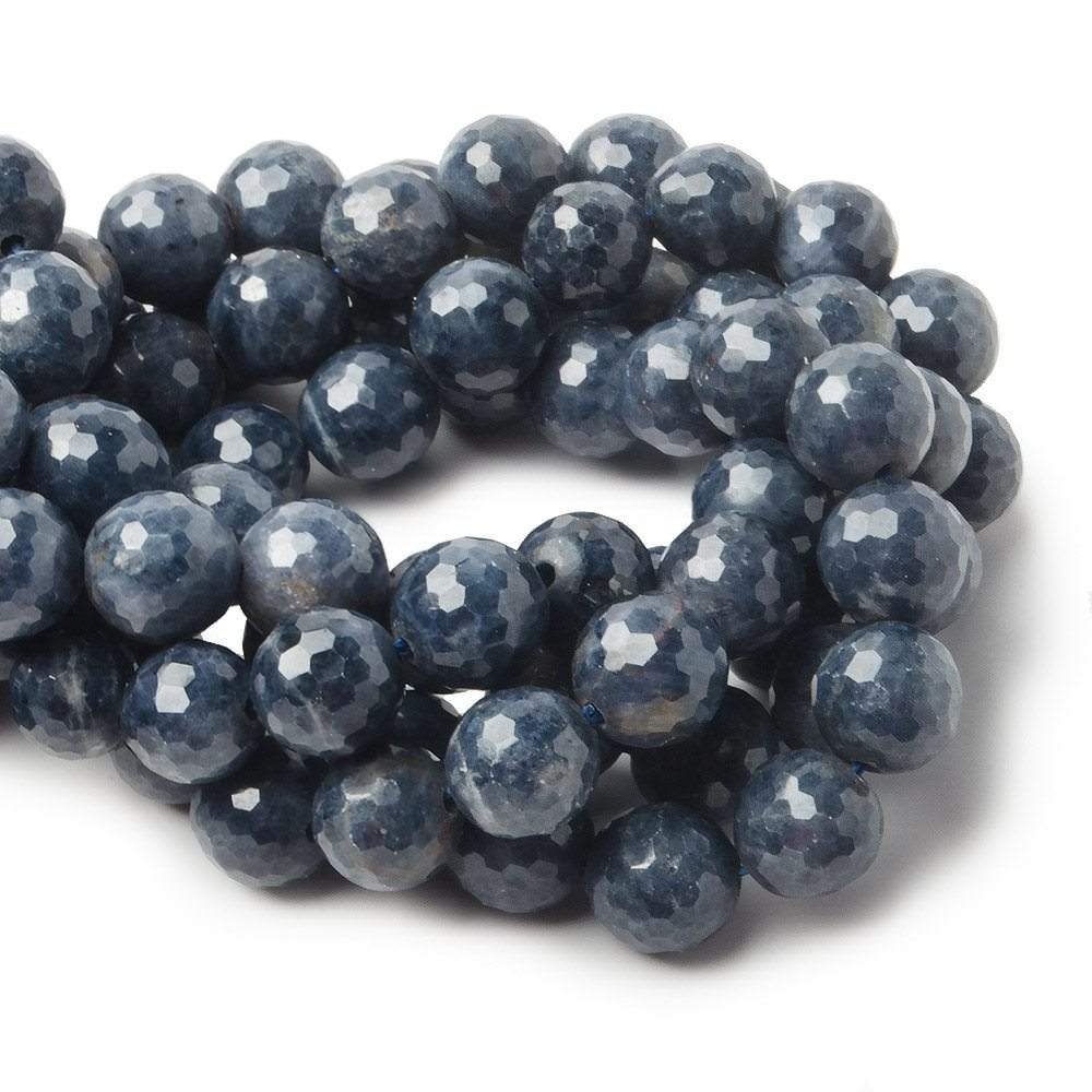 7-7.5mm Blue Sapphire Faceted Round Beads 8 inch 27 pieces A