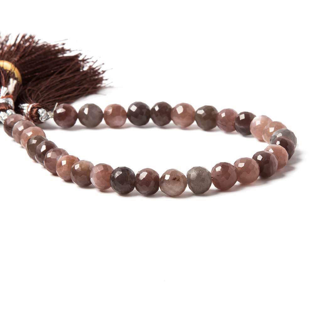 7-7.5mm Chocolate Moonstone faceted round beads 8 inch 28 pieces