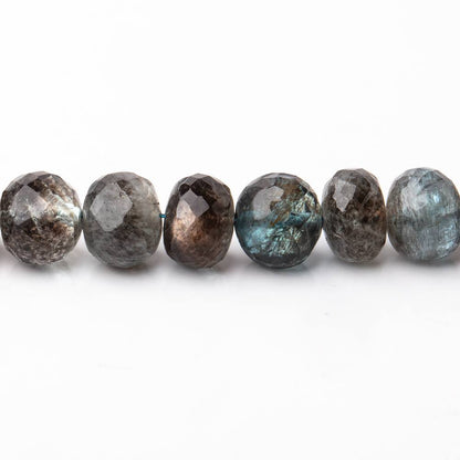 7-7.5mm Copper Moss Aquamarine Faceted Rondelle Beads 16 inch 74 pieces AAA