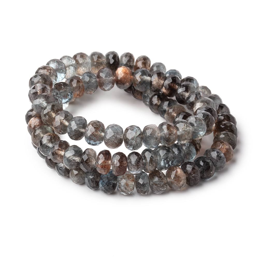 7-7.5mm Copper Moss Aquamarine Faceted Rondelle Beads 18 inch 96 pieces AAA