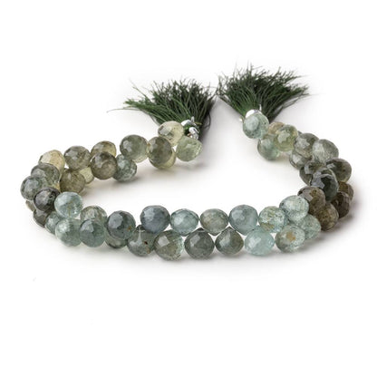 7-7.5mm Moss Aquamarine Faceted Candy Kiss Beads 8 inch 60 pieces