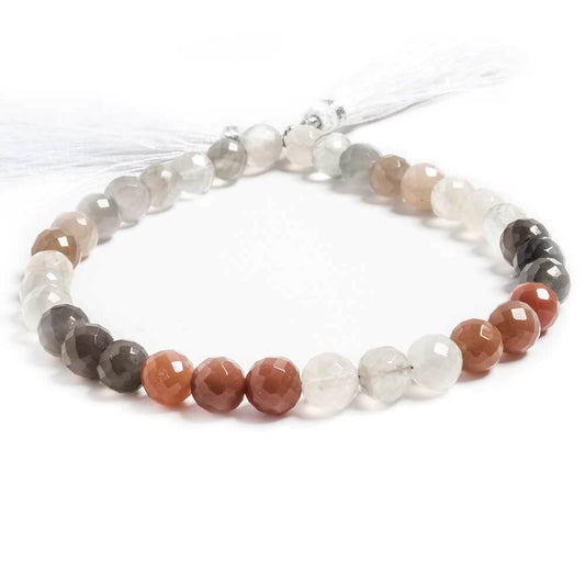 7.5mm Multi-color Moonstone faceted rounds 9 inch 28 Beads