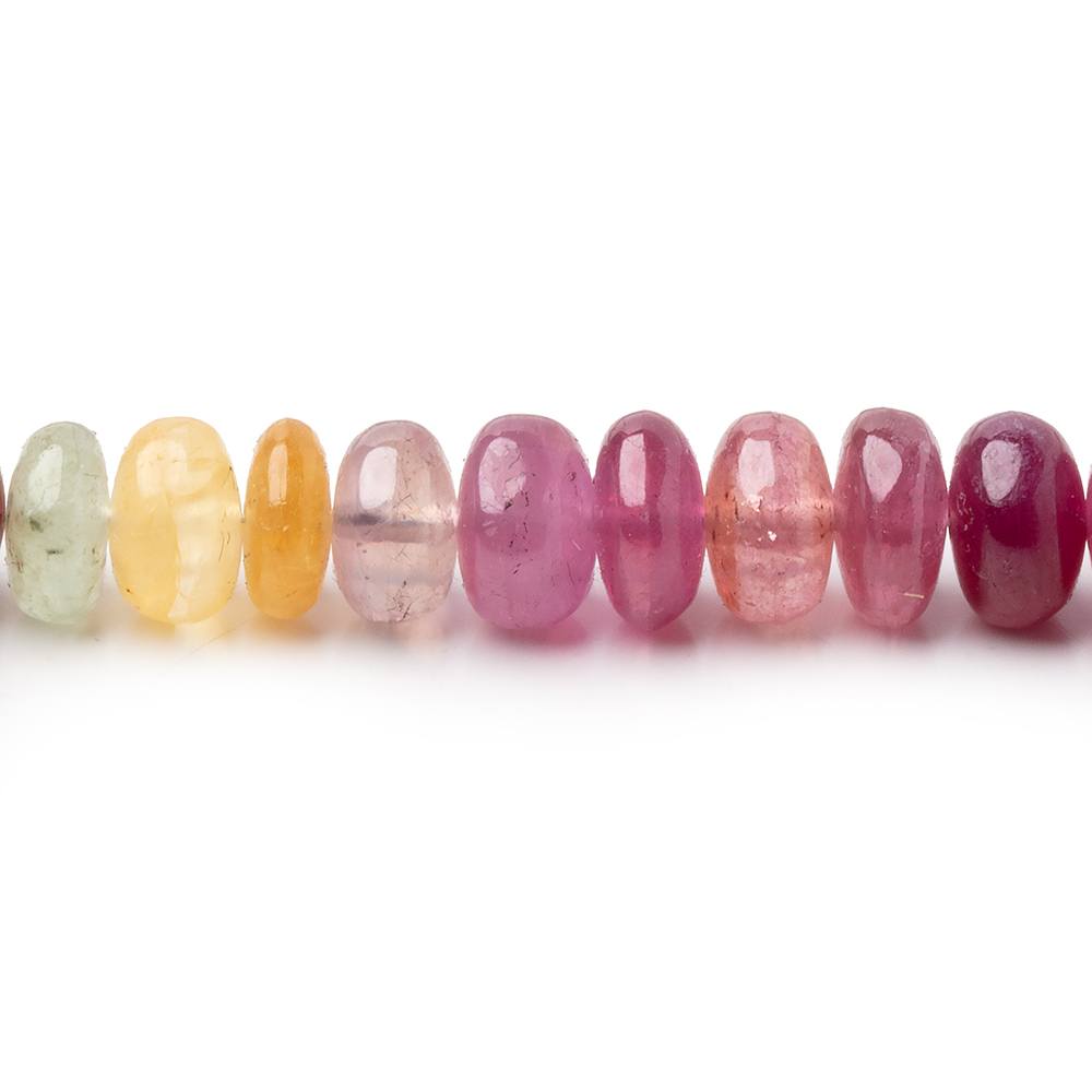 7-7.5mm Multi Color Sapphire Plain Rondelle Beads 18 inch 112 pieces AA