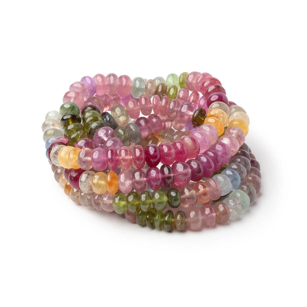 7-7.5mm Multi Color Sapphire Plain Rondelle Beads 18 inch 112 pieces AA