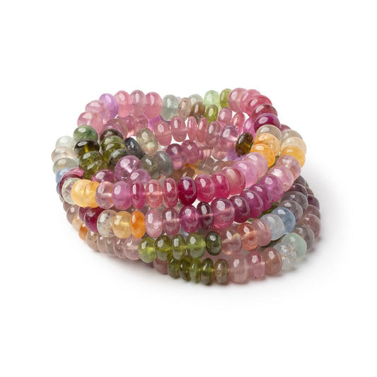 7-7.5mm Multi Color Sapphire Plain Rondelle Beads 18 inch 112 pieces AA