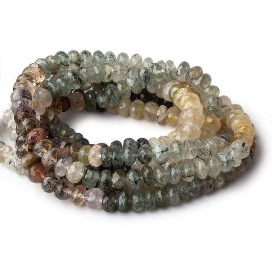 7mm Multi Rutilated Quartz faceted rondelle Beads 15.5 inch 80 pieces