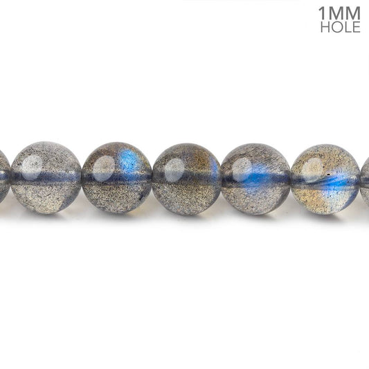 7-7.5mm Neon Blue flash Labradorite plain rounds 15 inch 52 beads AAA