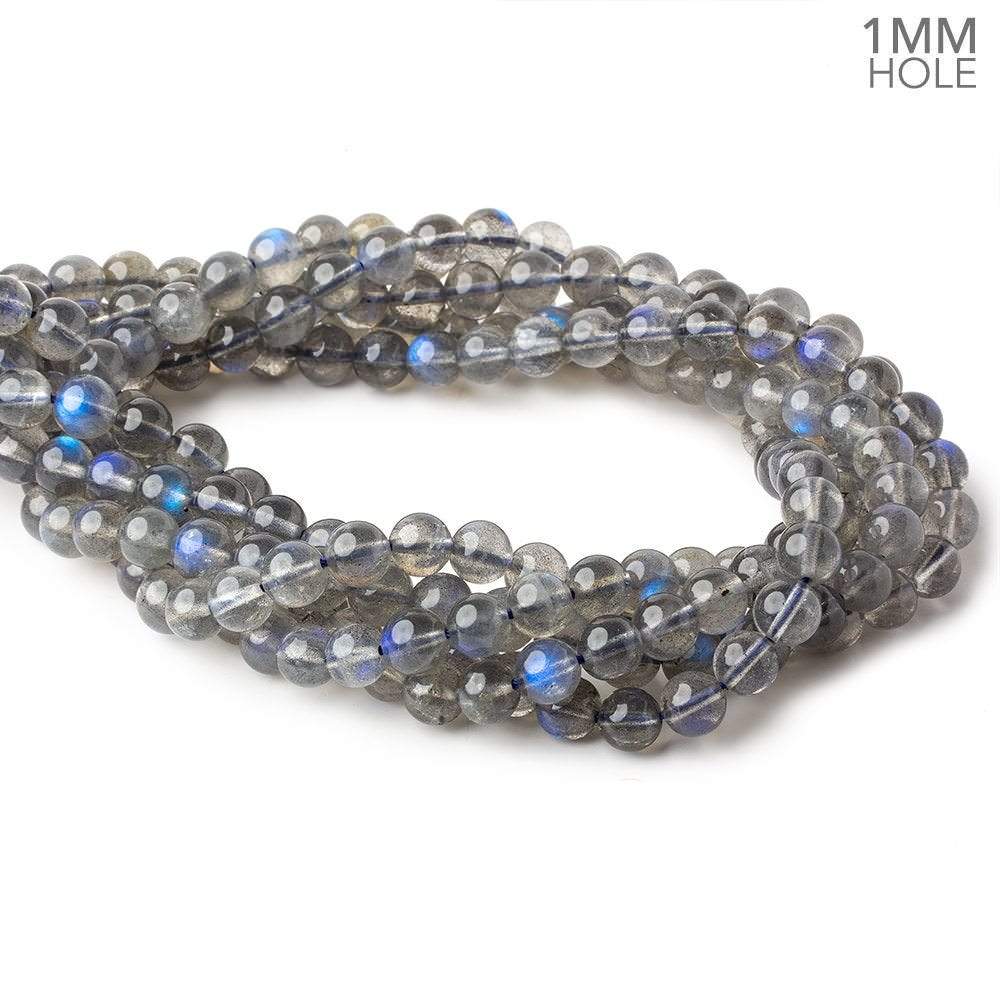 7-7.5mm Neon Blue flash Labradorite plain rounds 15 inch 52 beads AAA