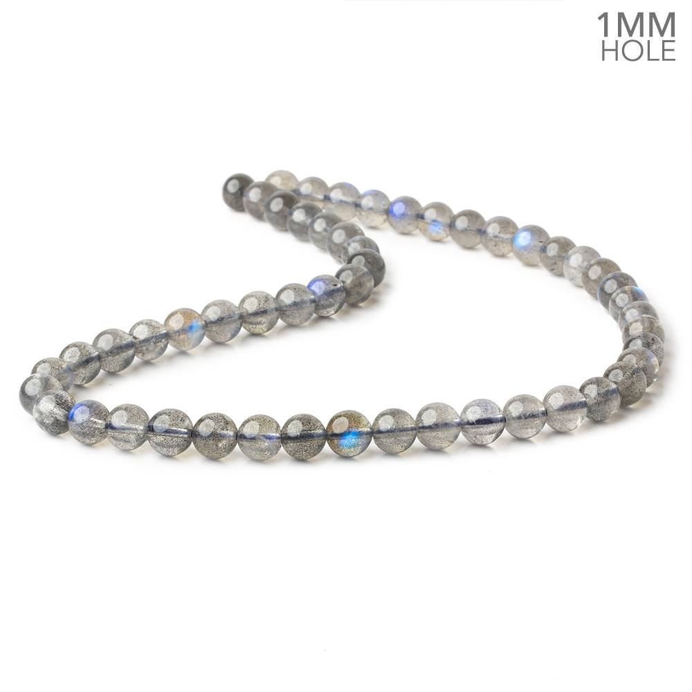 7-7.5mm Neon Blue flash Labradorite plain rounds 15 inch 52 beads AAA