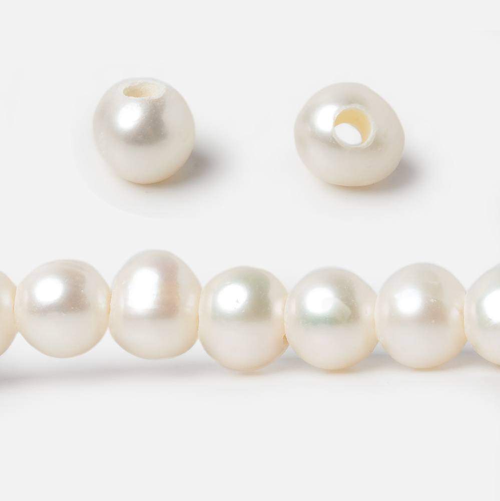 7 - 7.5mm Off White Off Round 2.5mm Large Hole Freshwater Pearl 8 inch 32 pieces