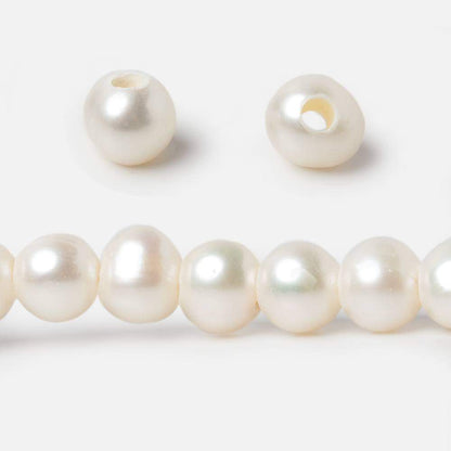 7 - 7.5mm Off White Off Round 2.5mm Large Hole Freshwater Pearl 8 inch 32 pieces