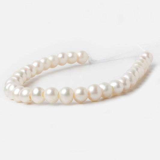 7 - 7.5mm Off White Off Round 2.5mm Large Hole Freshwater Pearl 8 inch 32 pieces