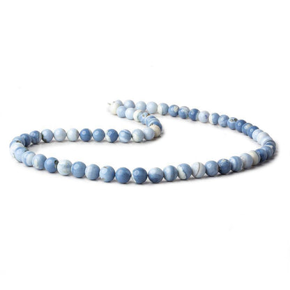 7-7.5mm Owyhee Denim Blue Opal plain round beads 18 inch 64 pieces AA