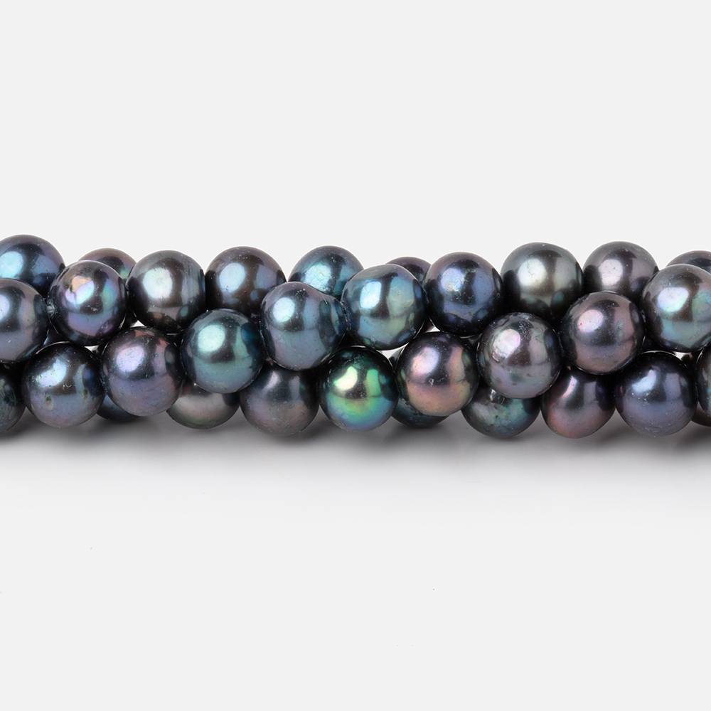 7-7.5mm Peacock Off Round Freshwater Pearls 16 inch 59 Beads