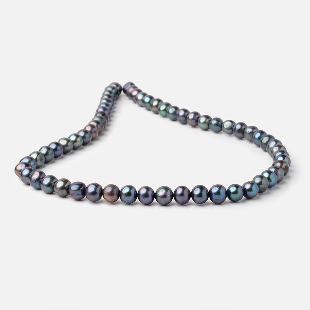 7-7.5mm Peacock Off Round Freshwater Pearls 16 inch 59 Beads