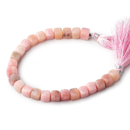7-7.5mm Pink Peruvian Opal Faceted Cube Beads 7.75 inch 25 pieces