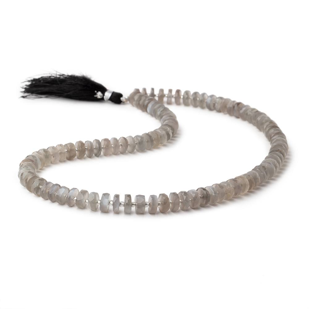 7-7.5mm Platinum Grey Moonstone Faceted Heishi Beads 16 inch 98 pieces
