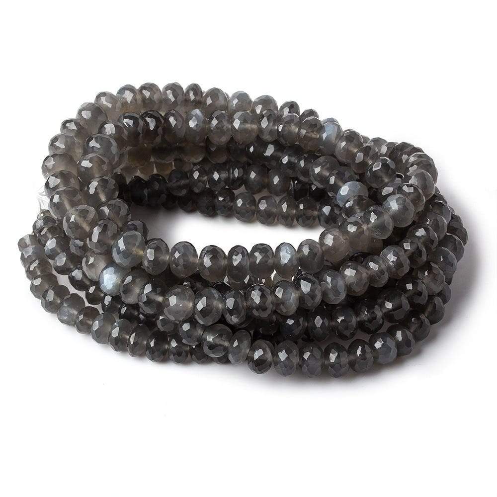 7-7.5mm Platinum Grey Moonstone Faceted Rondelles 16 inch 78 beads A
