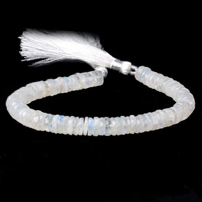 7-7.5mm Rainbow Moonstone faceted heshi beads 8 inch 95 pieces