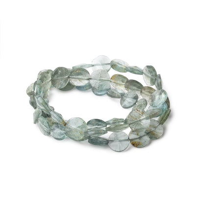 7-8.5mm Moss Aquamarine Fancy Faceted Coin Beads 15 inch 53 pieces