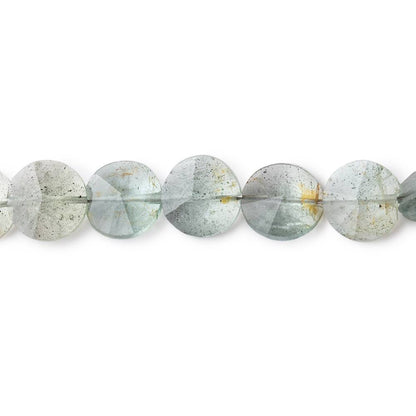7-8.5mm Moss Aquamarine Fancy Faceted Coin Beads 15 inch 53 pieces