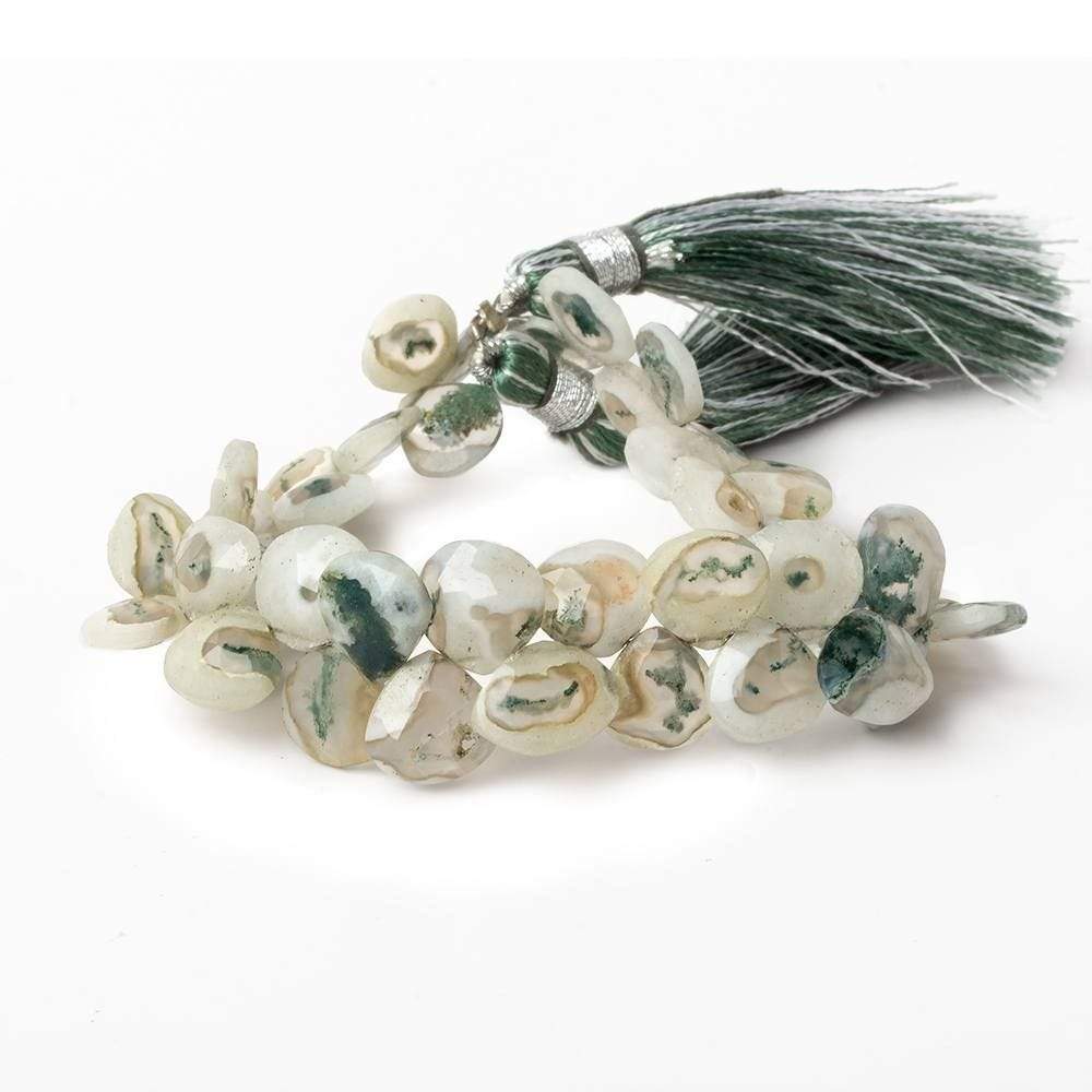 7-8.5mm Peacock Solar Quartz Faceted Heart Beads 7 inch 46 pieces